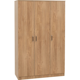 Seconique Dakota 3 Door Oak Effect Wardrobe - Size: 175 x 110 x 48cm - Wilko - thumbnail 3