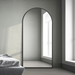 The Arcus Black Arched Metal Leaner Wall Mirror 200 x 100cm - MirrorOutlet - Wilko - thumbnail 3