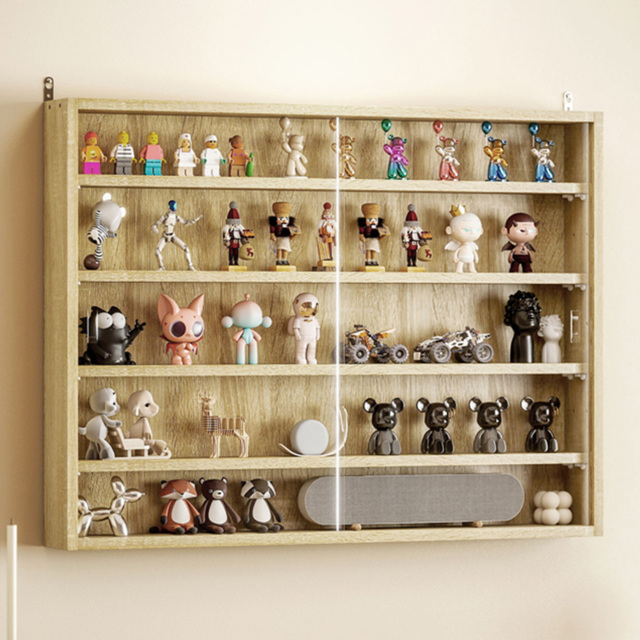 HOMCOM 5 Tier Oak and Glass Wall Mounted Shelf Unit - Size: 60.0 cm x 9.5 cm x 80.0 cmcm - White - Wilko - image 1