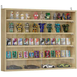 HOMCOM 5 Tier Oak and Glass Wall Mounted Shelf Unit - Size: 60.0 cm x 9.5 cm x 80.0 cmcm - White - Wilko - thumbnail 3