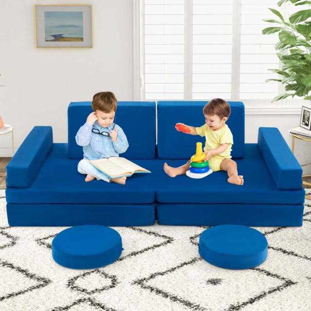Costway Blue Kids Sofa Playset with Portable Handle 8 Piece - Size: 91 x 40 x 40cm - Wilko - image 1