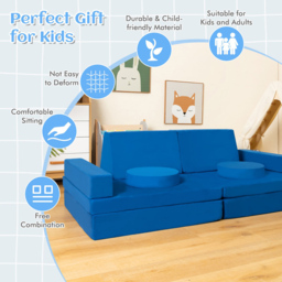 Costway Blue Kids Sofa Playset with Portable Handle 8 Piece - Size: 91 x 40 x 40cm - Wilko - thumbnail 7