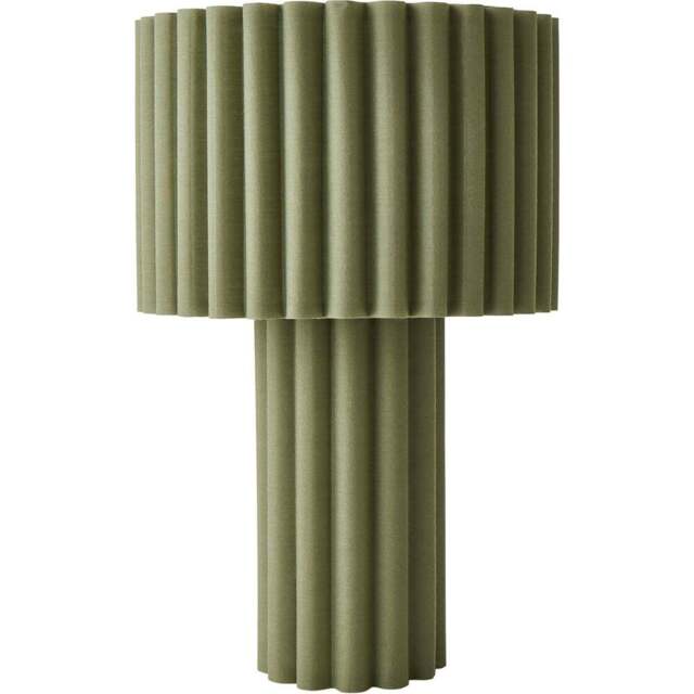 ValueLights Lenny Moss Green Drum Lamp Shade Ribbed Full Fabric LED Table Lamp - Size: 35.5 x 23 x 23cm - Wilko - image 1