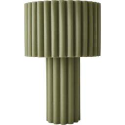 ValueLights Lenny Moss Green Drum Lamp Shade Ribbed Full Fabric LED Table Lamp - Size: 35.5 x 23 x 23cm - Wilko