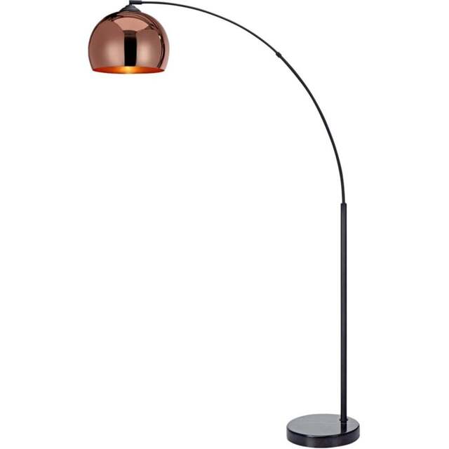 Teamson Home Arquer Arc Black Marble Base Rose Gold Shade Floor Lamp - Size: 170.0 x 30.0 x 110.2cm - Red - Wilko - image 1