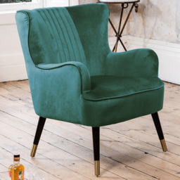 Artemis Home Madison Green Velvet Accent Chair - Size: Single - Wilko