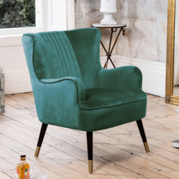 Artemis Home Madison Green Velvet Accent Chair - Size: Single - Wilko - thumbnail 5