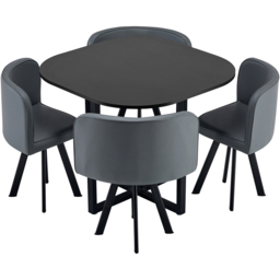 Comfy Living Metal 4 Seater Dining Set Black and Grey - Wilko - thumbnail 3
