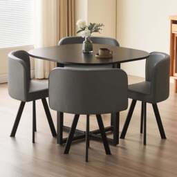 Comfy Living Metal 4 Seater Dining Set Black and Grey - Wilko - thumbnail 1