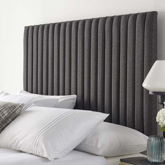 Aspire Furniture Catherine Lansfield Soho Double Charcoal Saxon Twill Headboard - Grey - Aspire Beds - Wilko - image 1