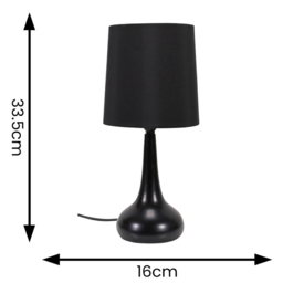 ValueLights Teardrop Black Shade Touch Table Lamp with Bulb 2 Pack - Size: 33.5 x 16 x 16cm - Wilko - thumbnail 6