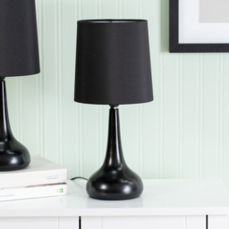 ValueLights Teardrop Black Shade Touch Table Lamp with Bulb 2 Pack - Size: 33.5 x 16 x 16cm - Wilko - thumbnail 5