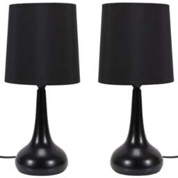 ValueLights Teardrop Black Shade Touch Table Lamp with Bulb 2 Pack - Size: 33.5 x 16 x 16cm - Wilko - thumbnail 1