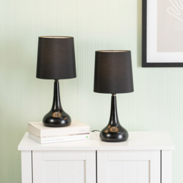 ValueLights Teardrop Black Shade Touch Table Lamp with Bulb 2 Pack - Size: 33.5 x 16 x 16cm - Wilko - thumbnail 3