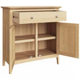 FWStyle 2 Door 1 Drawer Natural Oak Ash Veneer Sideboard - Size: 80.5 x 80 x 34cm - Wilko - thumbnail 5