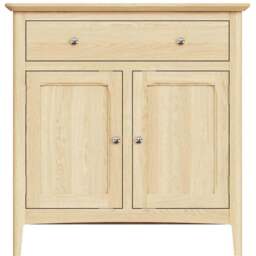 FWStyle 2 Door 1 Drawer Natural Oak Ash Veneer Sideboard - Size: 80.5 x 80 x 34cm - Wilko - thumbnail 4