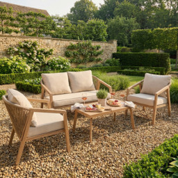 Eleanor 4 Seater Cushioned Sofa Set - Natural - Wilko - thumbnail 4
