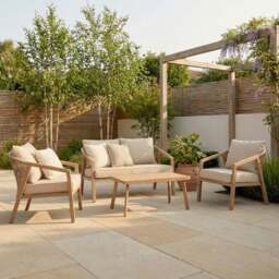 Eleanor 4 Seater Cushioned Sofa Set - Natural - Wilko