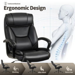 Costway Black PU Leather Executive Office Chair - Size: 88 x 62 x 36cm - Wilko - thumbnail 6