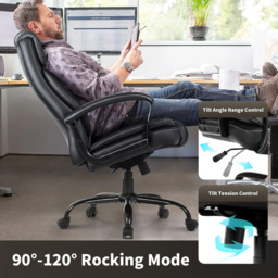 Costway Black PU Leather Executive Office Chair - Size: 88 x 62 x 36cm - Wilko - thumbnail 5