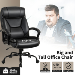 Costway Black PU Leather Executive Office Chair - Size: 88 x 62 x 36cm - Wilko - thumbnail 7