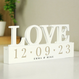 Personalised Memento Personalised Special Date Wooden Love Ornament - Size: 2 x 1 x 0.2cm - White - Wilko - thumbnail 4