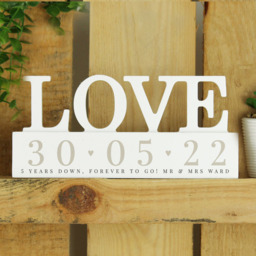 Personalised Memento Personalised Special Date Wooden Love Ornament - Size: 2 x 1 x 0.2cm - White - Wilko - thumbnail 3