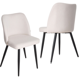 Living and Home Set of 2 Beige Linen Upholstered Dining Chairs - Wilko - thumbnail 3