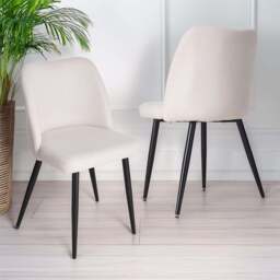 Living and Home Set of 2 Beige Linen Upholstered Dining Chairs - Wilko - thumbnail 1