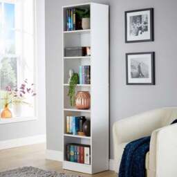 Home Source Clara 6 Shelf White Narrow Bookcase - Wilko - thumbnail 1