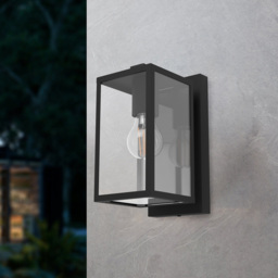 EGLO Budrone Modern Black Steel and Glass Wall Light - Size: 12 x 12 x 27cm - Wilko - thumbnail 3