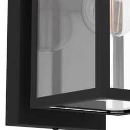 EGLO Budrone Modern Black Steel and Glass Wall Light - Size: 12 x 12 x 27cm - Wilko - thumbnail 4