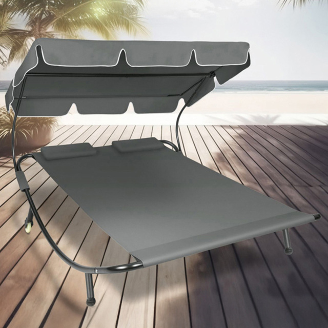 tectake Livorno 2 Seater Black and Grey Adjustable Sun Lounger with Wheels - Size: 1 Seater - Wilko - image 1
