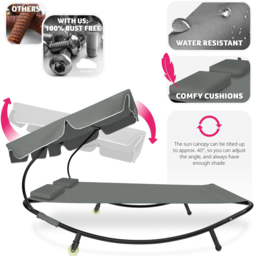 tectake Livorno 2 Seater Black and Grey Adjustable Sun Lounger with Wheels - Size: 1 Seater - Wilko - thumbnail 6