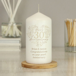 Personalised Memento Personalised 30th Pearl Wedding Anniversary Pillar Candle - Size: 0.7 x 1.3 x 0.7cm - White - Wilko - thumbnail 4
