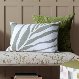 Voyage Maison Bamboo Limestone Embroidered Feather Rich Cushion 40 x 60cm - Size: 60 x 40cm - Green - Wilko - thumbnail 3