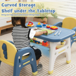 Costway 2 Seater Blue Kids Table and Chair Set with Shelf and Building Blocks - Size: 86 x 56 x 29cm - Wilko - thumbnail 5