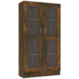 vidaXL 2 Door 4 Shelf Smoked Oak Vitrine Cabinet - Size: 150 x 82.5 x 30.5cm - Brown - Wilko - thumbnail 3