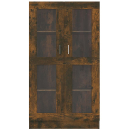 vidaXL 2 Door 4 Shelf Smoked Oak Vitrine Cabinet - Size: 150 x 82.5 x 30.5cm - Brown - Wilko - thumbnail 4