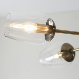 Merano Livorno Clear Glass Antique Brass Plate Multi Arm Pendant Ceiling Light - Size: 81 x 81 x 78cm - Brown - Wilko - thumbnail 6
