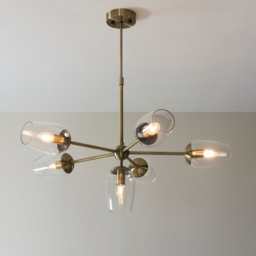 Merano Livorno Clear Glass Antique Brass Plate Multi Arm Pendant Ceiling Light - Size: 81 x 81 x 78cm - Brown - Wilko - thumbnail 7