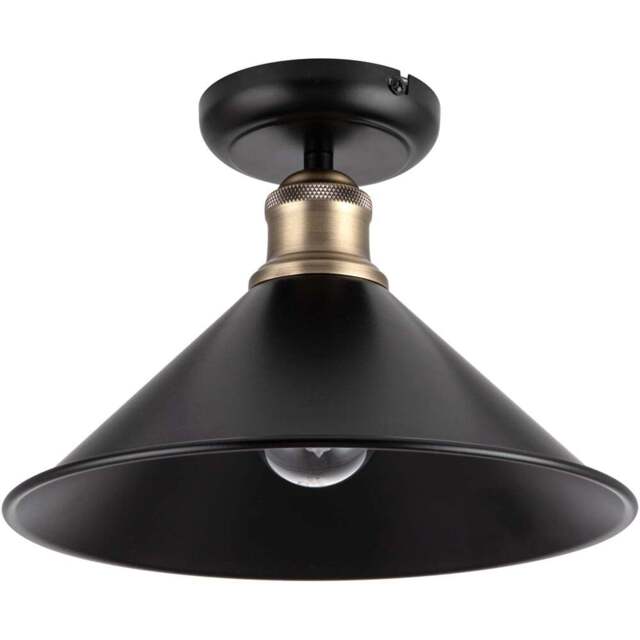 Cosylyte Bowley Matt Black Industrial Metal Flush Ceiling Light - Size: 29 x 29 x 13.5cm - Wilko - image 1
