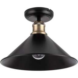 Cosylyte Bowley Matt Black Industrial Metal Flush Ceiling Light - Size: 29 x 29 x 13.5cm - Wilko - thumbnail 1