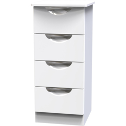 Crowndale Camden 4 Drawer White Gloss and White Bedside Cabinet Ready Assembled - White Gloss & White - Wilko - thumbnail 4