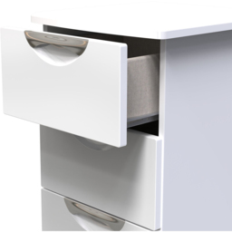 Crowndale Camden 4 Drawer White Gloss and White Bedside Cabinet Ready Assembled - White Gloss & White - Wilko - thumbnail 7