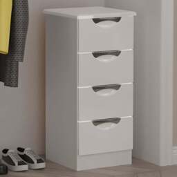 Crowndale Camden 4 Drawer White Gloss and White Bedside Cabinet Ready Assembled - White Gloss & White - Wilko - thumbnail 1