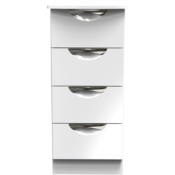 Crowndale Camden 4 Drawer White Gloss and White Bedside Cabinet Ready Assembled - White Gloss & White - Wilko - thumbnail 3