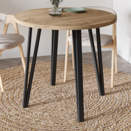 Decortie Xana 4 Seater Natural Oak Round Modern Dining Table - Cream - Wilko - thumbnail 1
