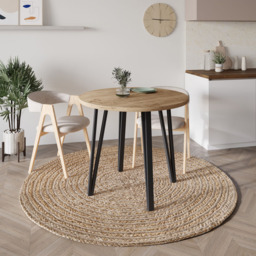 Decortie Xana 4 Seater Natural Oak Round Modern Dining Table - Cream - Wilko - thumbnail 5