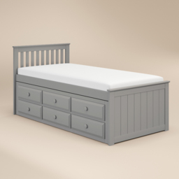 Flair Montana Captain's Single Grey 3 Drawer Wooden Guest Bed with Trundle - Wilko - thumbnail 3